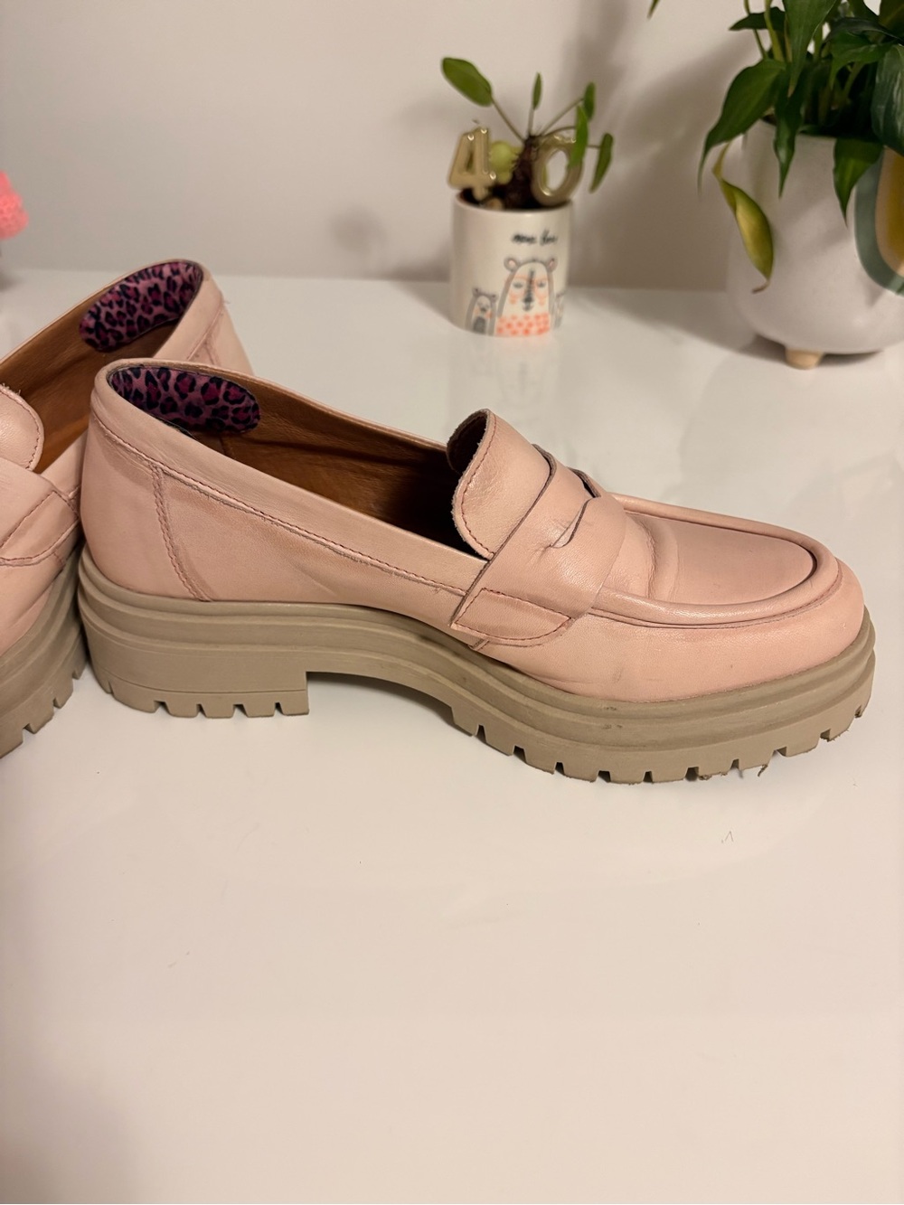 Miz Mooz Blush Pink Leather Platform Penny Loafers - Picture 7 of 8